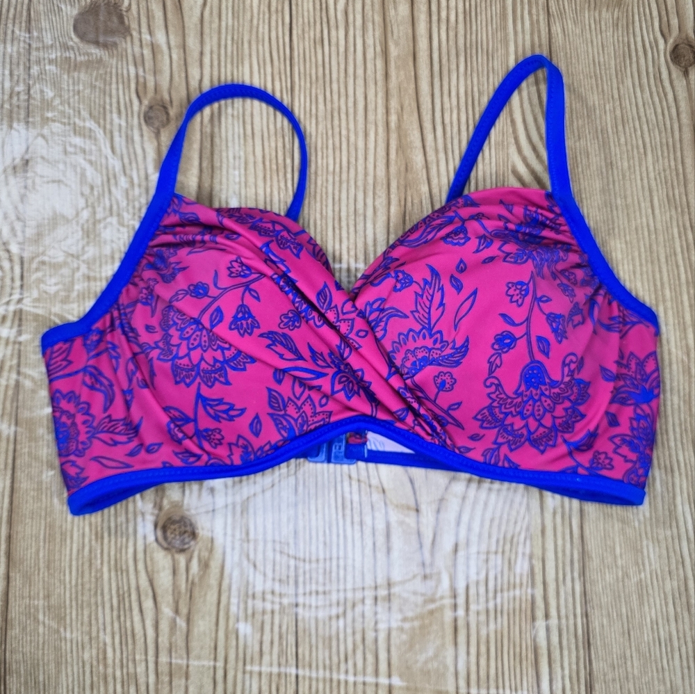 Boden Royal Blue And Pink Bikini Top Size 34C